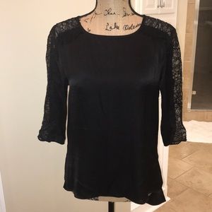 BCBG black lace 3/4 sleeve shirt